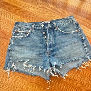 Agolde Blue Frayed Hem Women’s Jean Shorts